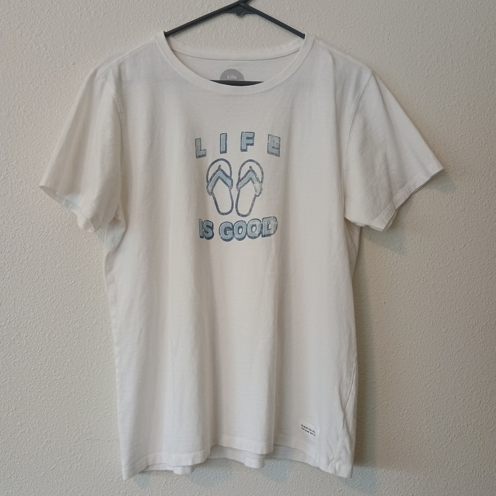 Life Is Good Women's 100% Cotton Tshirt Size Large Classic Fit White
